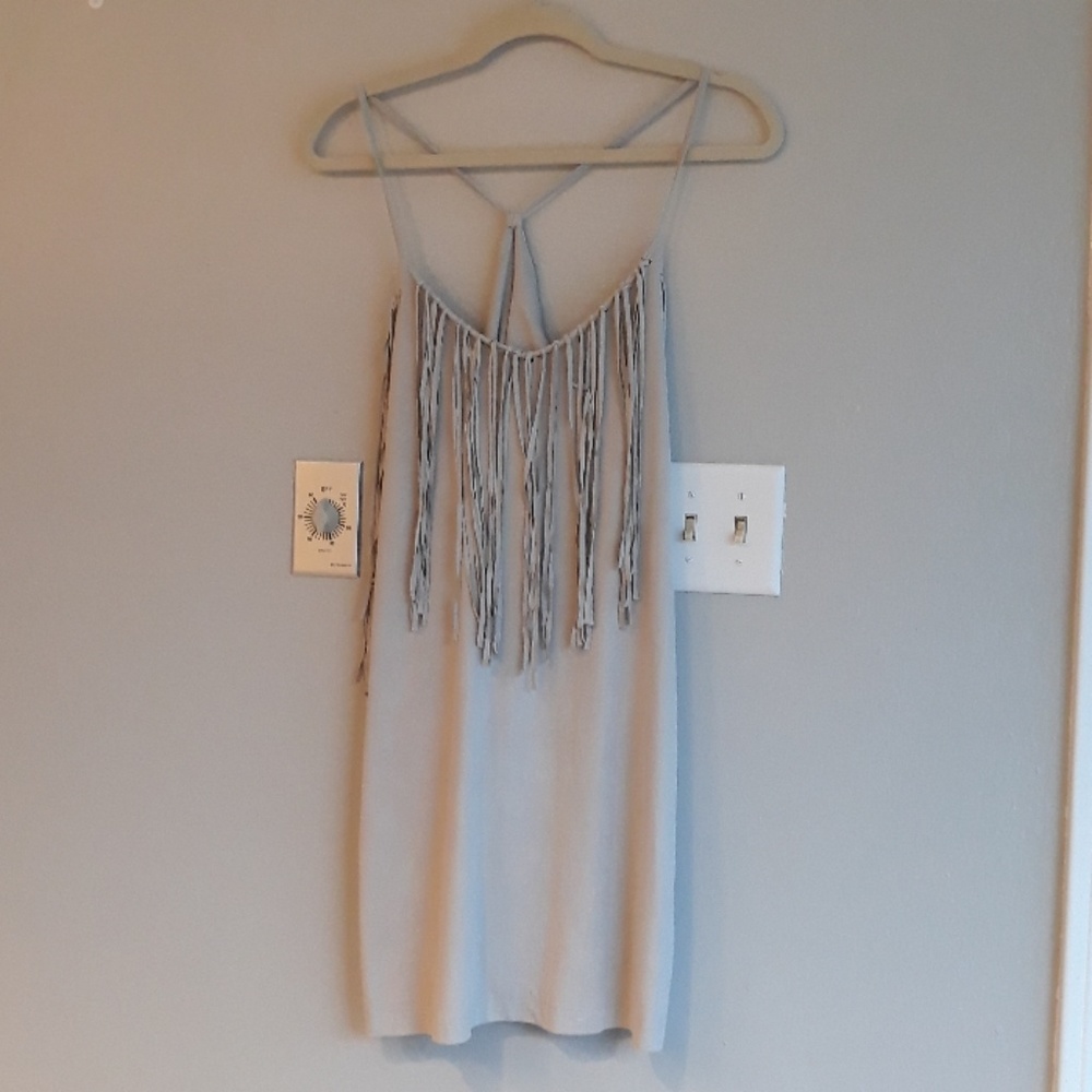 DECREE Fringe Faux Suede Racerback Tank top